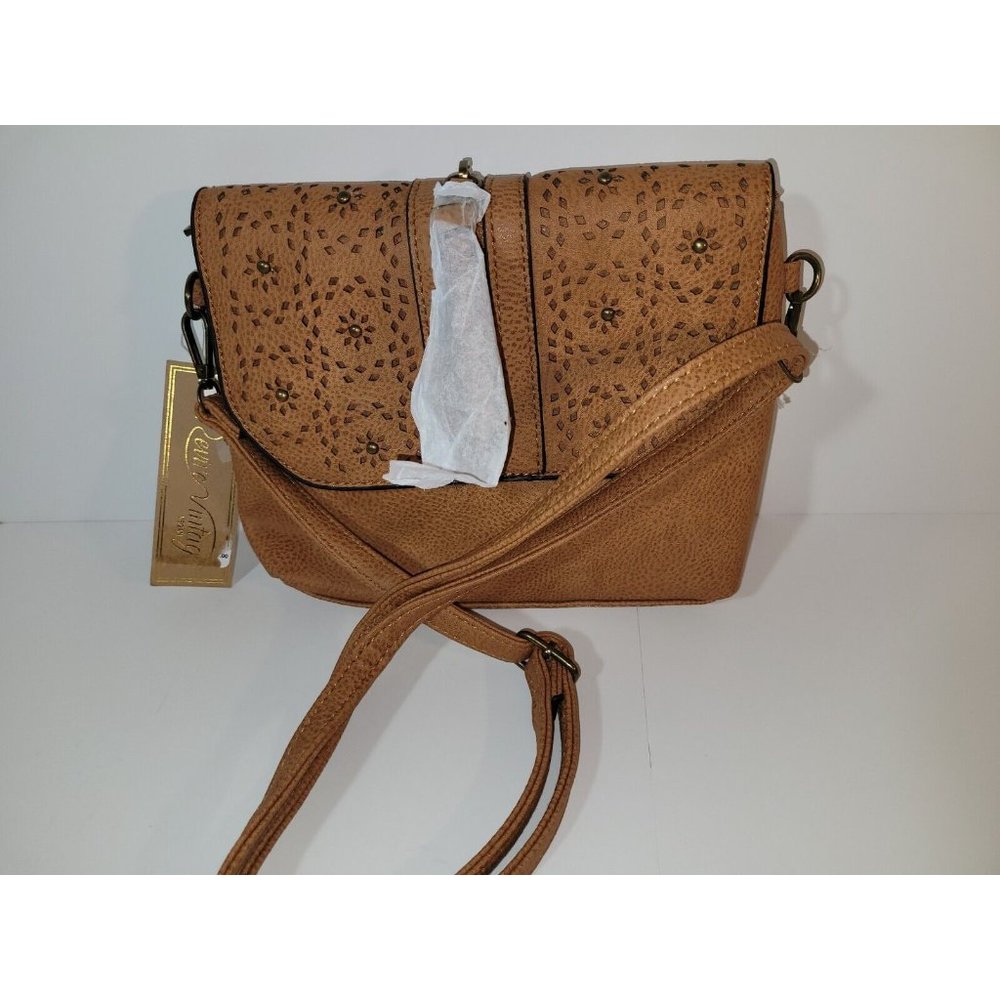 Revive  women's Beautiful  Vintage Brown Vegan Crossbody shoulder Handbag purse